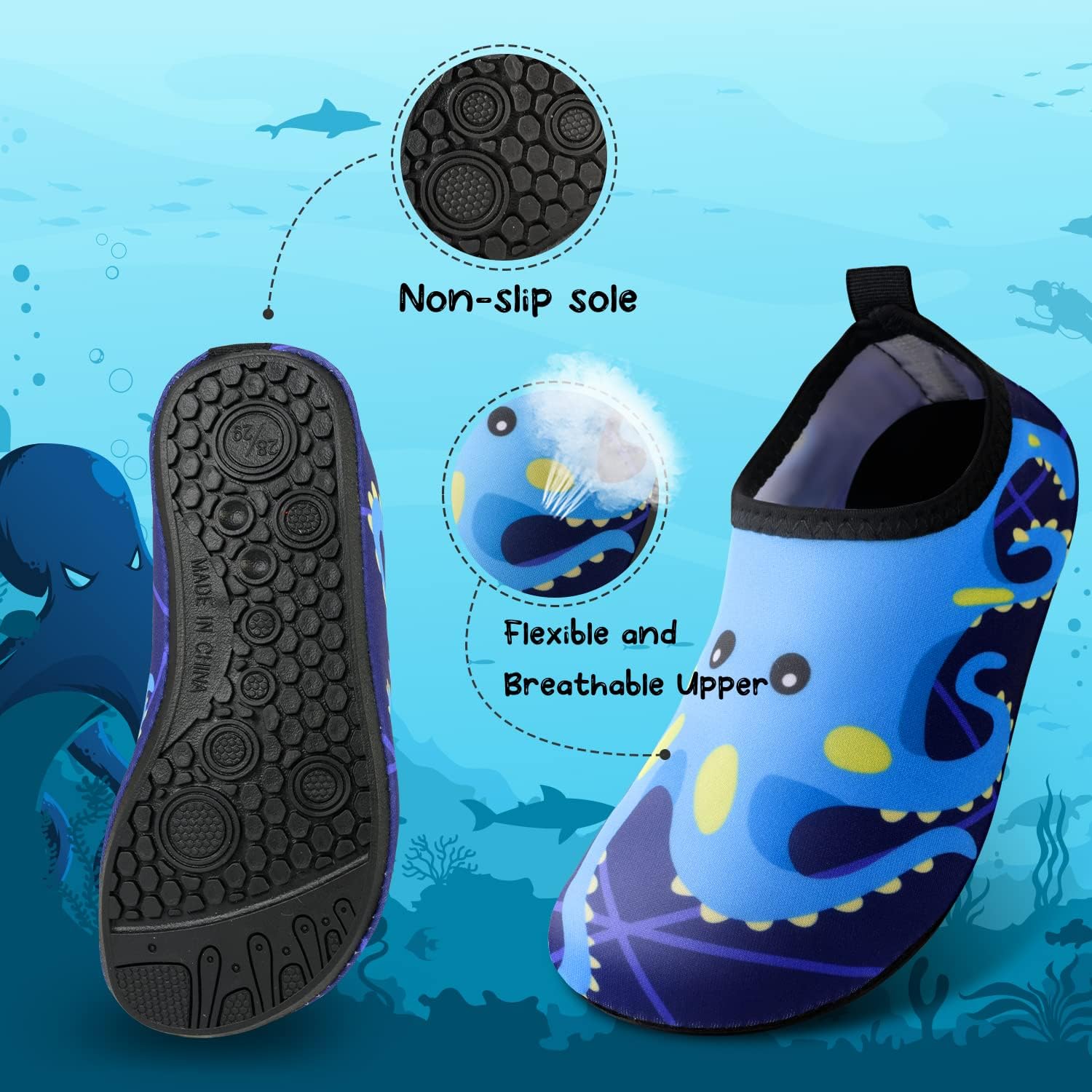 Detalle de Kids Water Shoes Toddlers Swim Beach Shoes – Dinosaur clogs & aqua socks style for non-slip quick-dry play