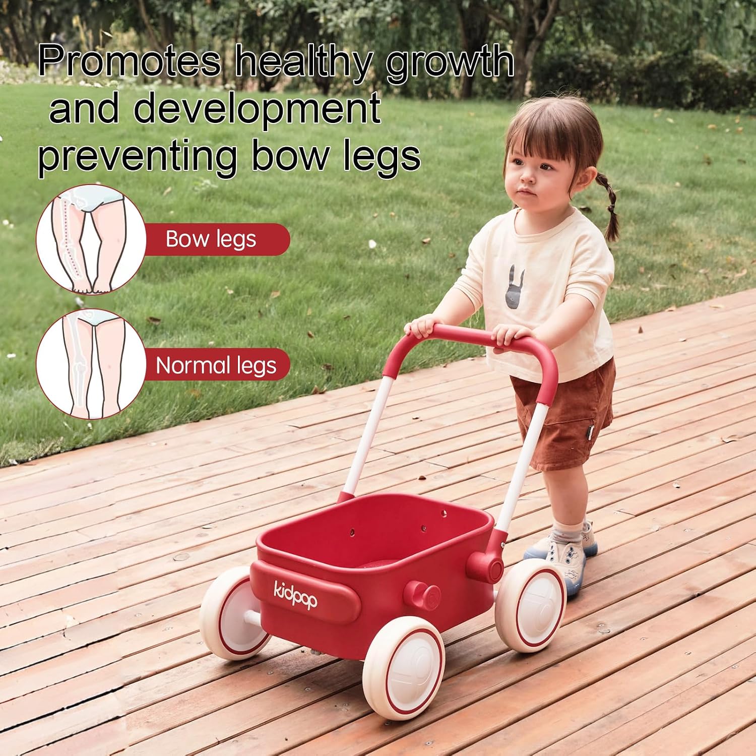 Detalle de Kidpop PULA Push & Pull Walker Wagon (Red) – baby walker wagon for 7 months to 3 years
