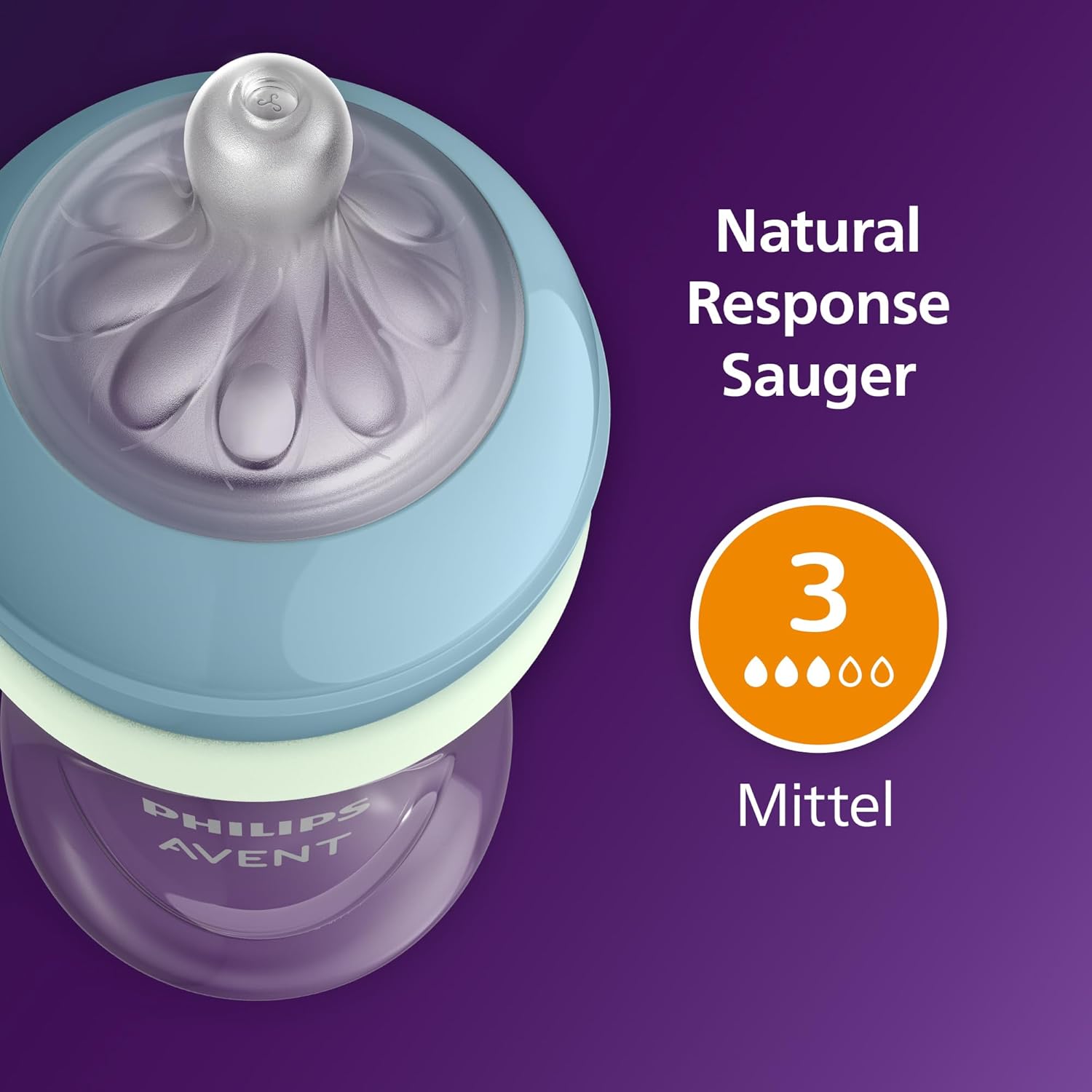 Thumbnail 6 de Philips Avent Natural Response Set für die Nacht SCD838/17 – 260 ml Babyflasche mit Mittel-3 Saugereinsatz und leuchtendem Ring
