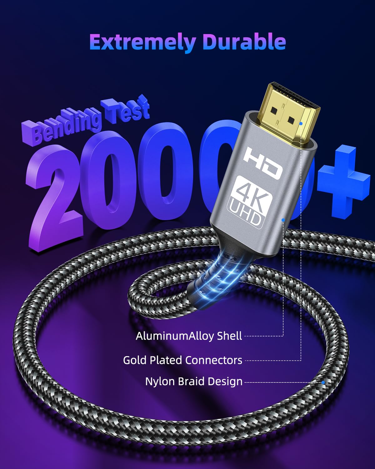 Thumbnail 6 de ZEENVIC Mini HDMI to HDMI Cable (3M) — 4K@60Hz / 2K@120Hz for Raspberry Pi Zero and Mini HDMI devices