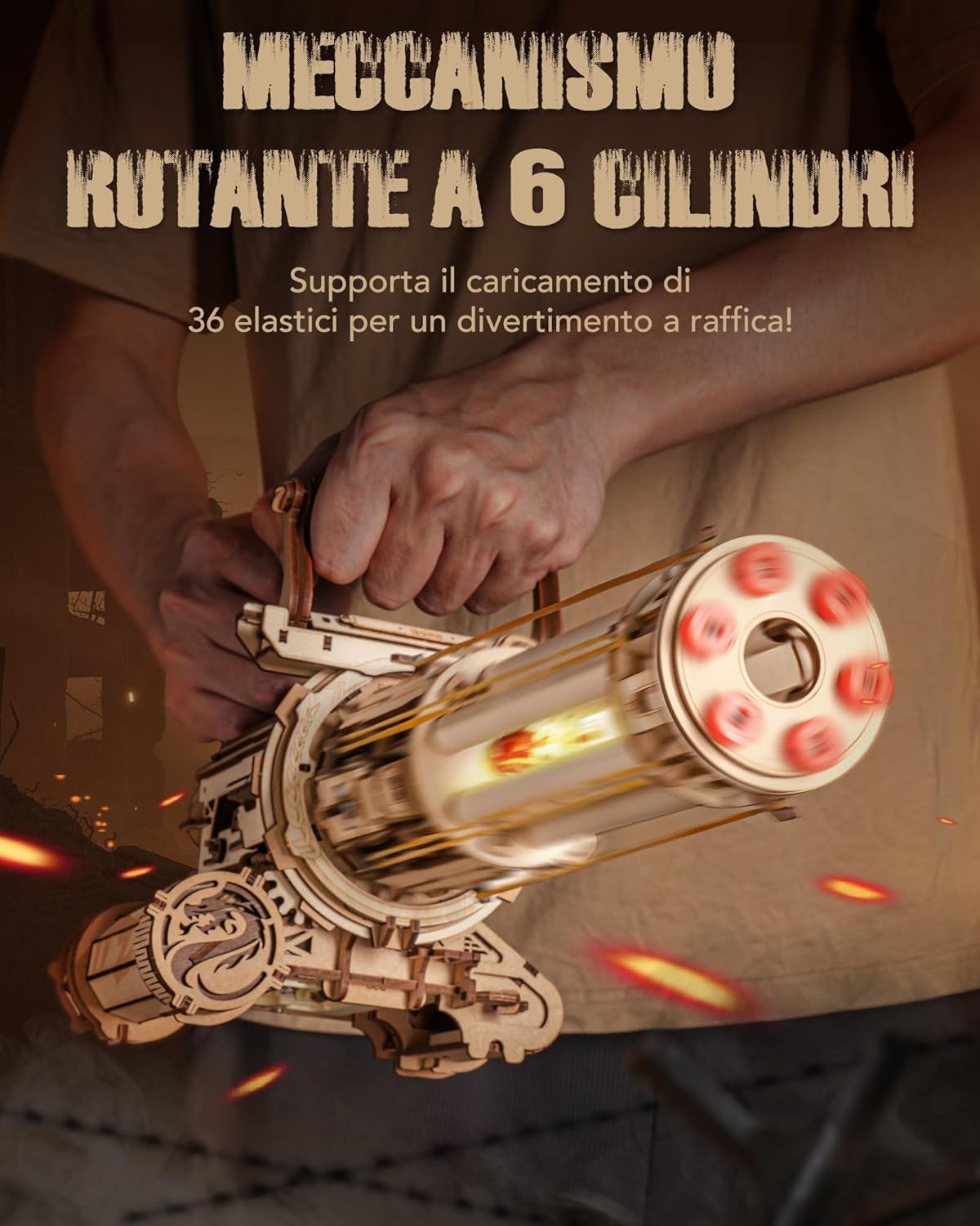 Thumbnail 2 de ROKR Puzzle 3D in Legno LQA01 – Modello rotante a 6 cilindri, 412 pezzi, senza colla né attrezzi