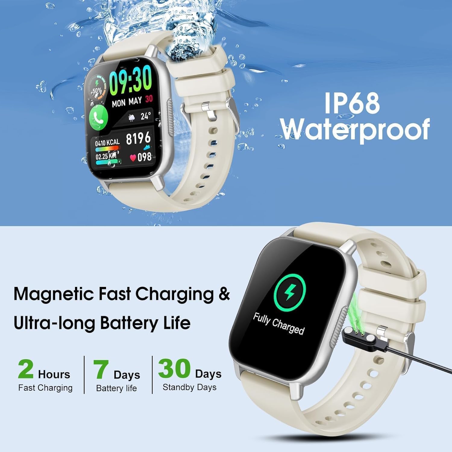 Thumbnail 4 de WeurGhy Y6 Smart Watch for Men & Women with Bluetooth 5.4 Calling, 1.91" HD Display, IP68 Waterproof (Orange)