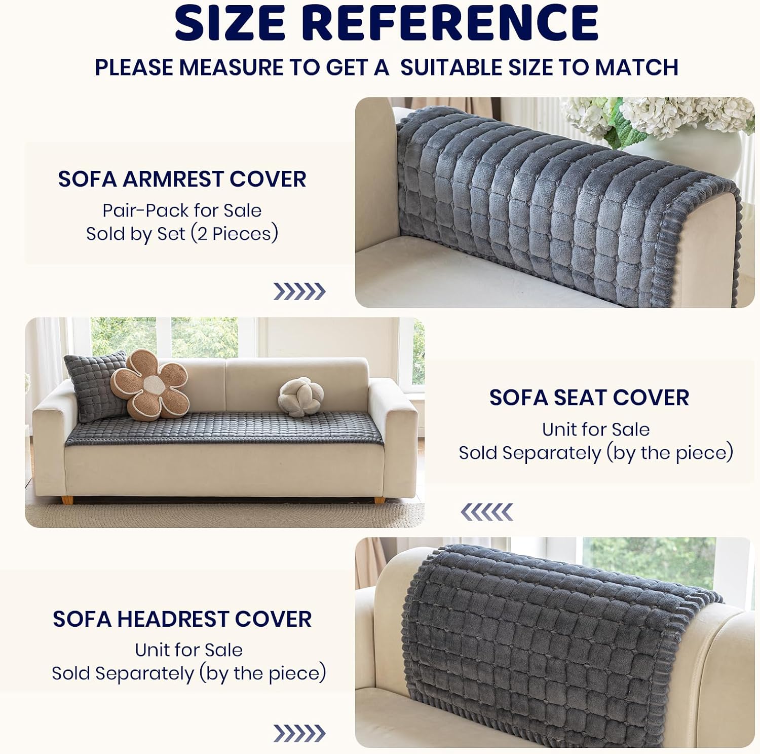 Thumbnail 4 de Royhom Pet Sofa Cover Washable: Thick Flannel Slipcover for 2–4 Seater Sofas (Grey, 70x150cm)