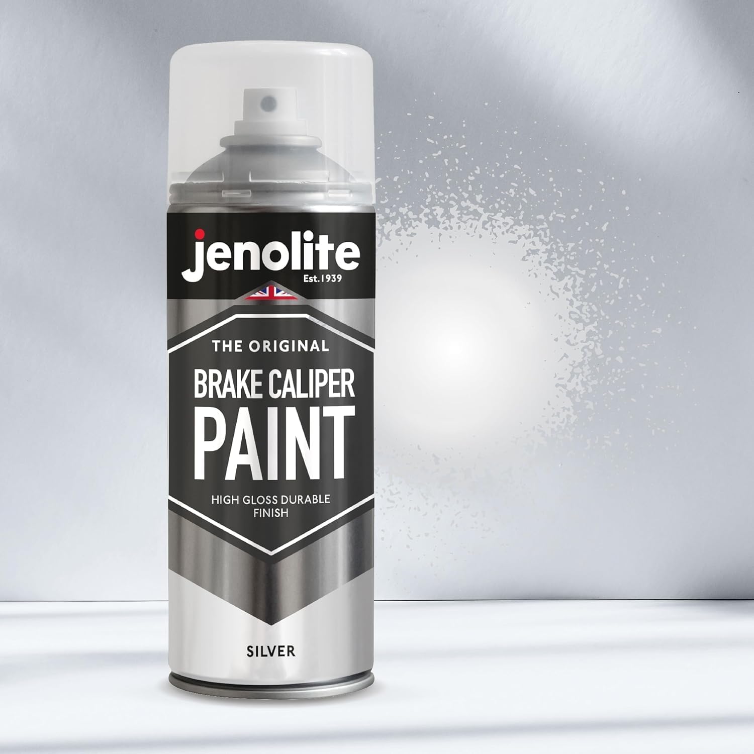 Detalle 2 de JENOLITE Bremssattellack Silber – hitzefester Thermolack für Bremszangen bis 300 °C (400 ml)