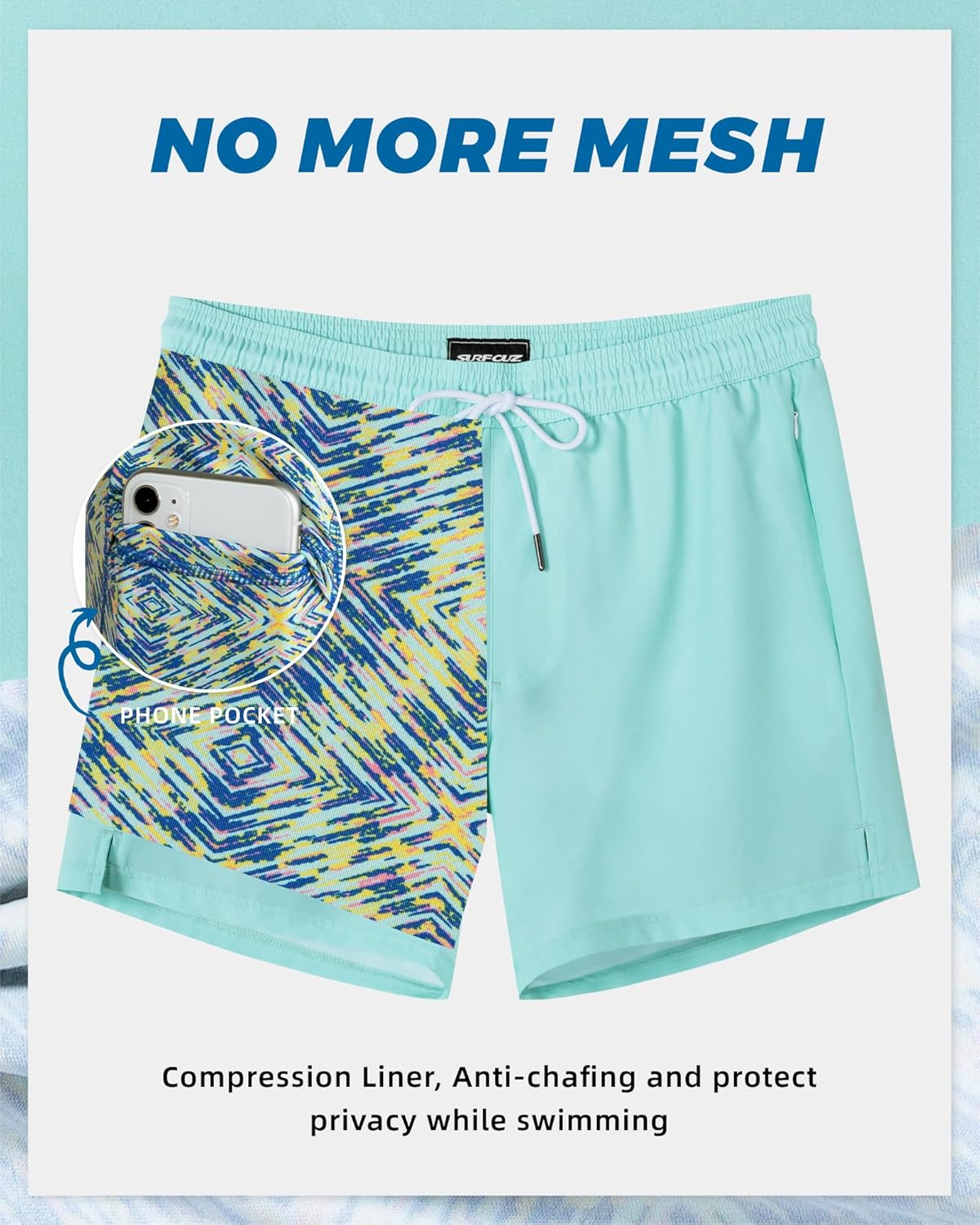 Thumbnail 3 de SURF CUZ Men's Swim Trunks with Compression Liner and Zipper Pockets