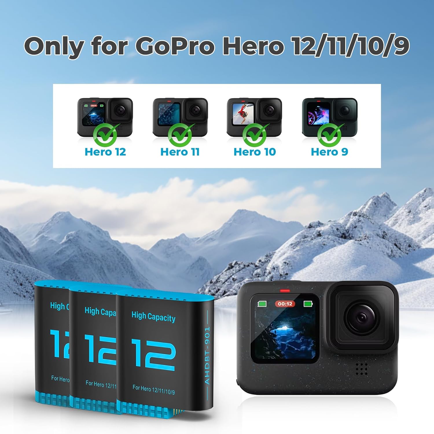 Thumbnail 1 de GoPro Hero12 Akku Ladegerät Kit 3x 2580mAh