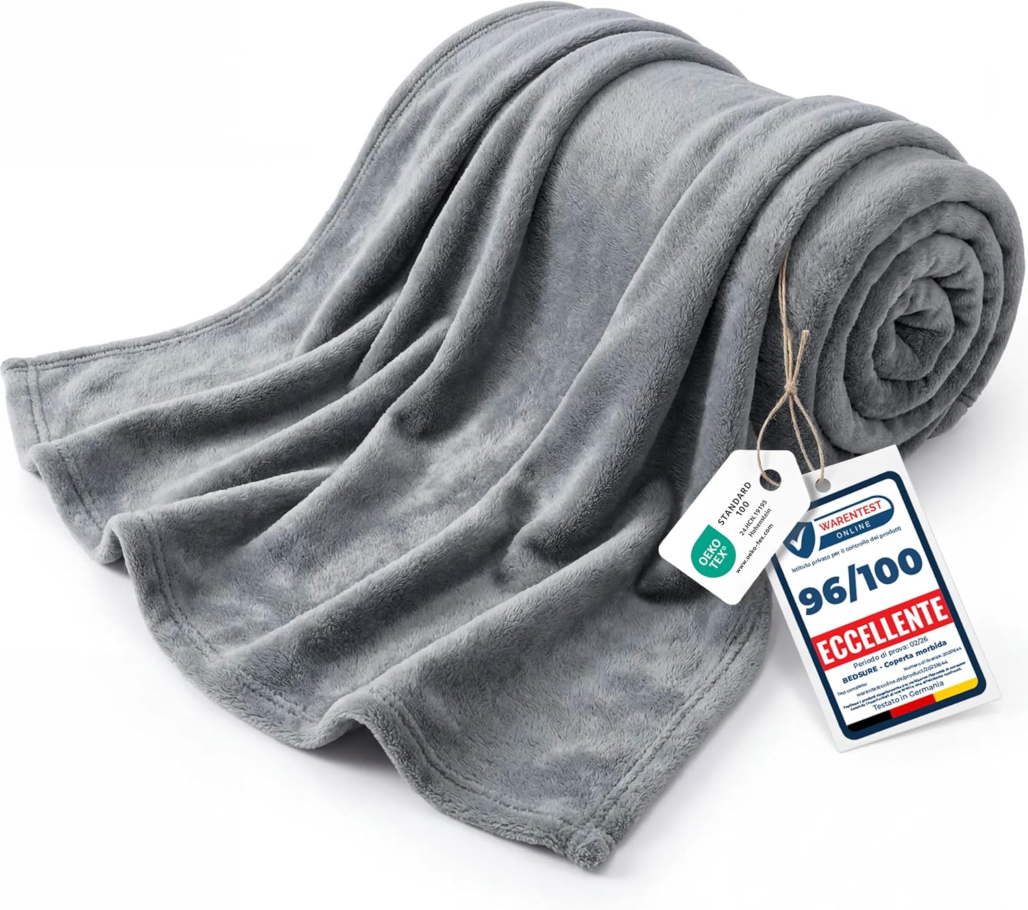 Bedsure Coperta in Pile Morbida 150x200 Grigio