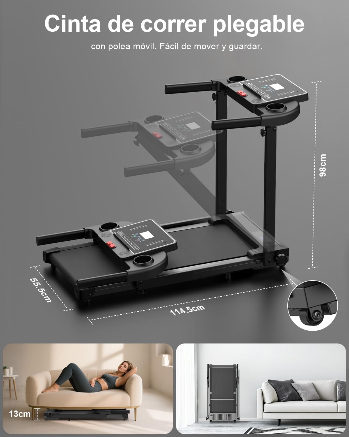 Thumbnail 4 de Zeporix Cinta de Correr Plegable Andar con pantalla LCD de 3,5" y motor CC (hasta 100 kg) 3 en 1