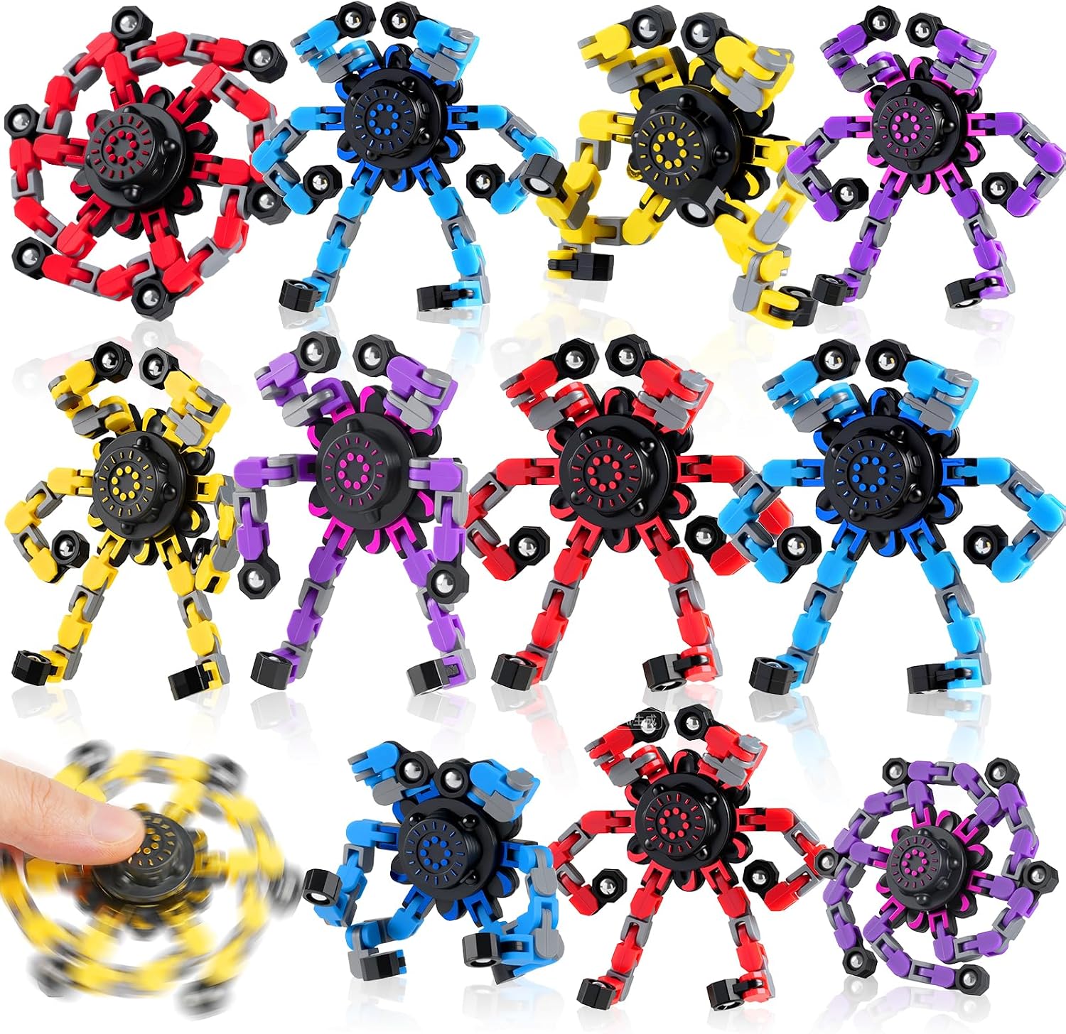 Detalle de FGYLYOX Transformable Robot Fidget Spinners, 12-Pack in Assorted Colors