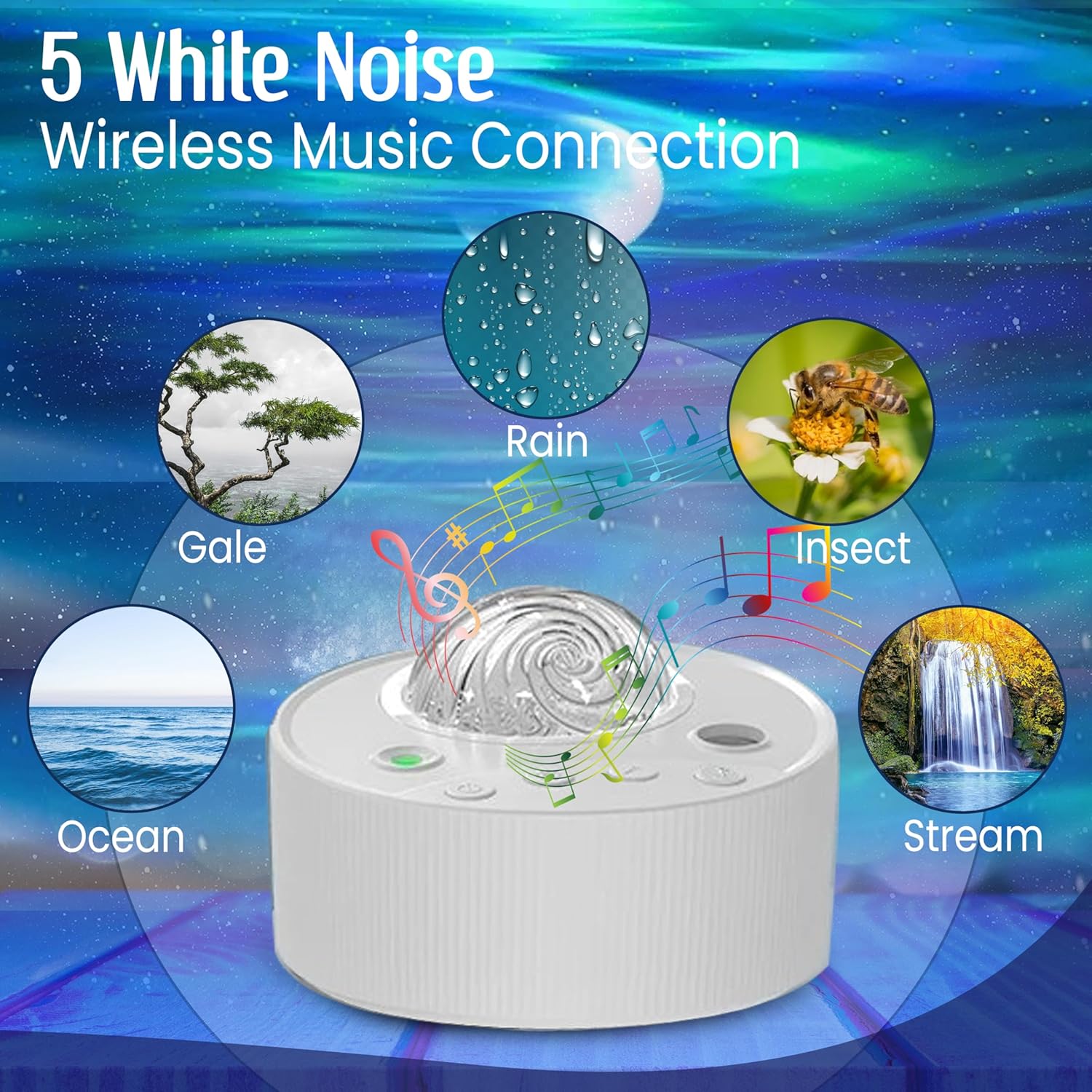 Thumbnail 2 de Northern Lights Aurora Sensory Star Projector with Bluetooth