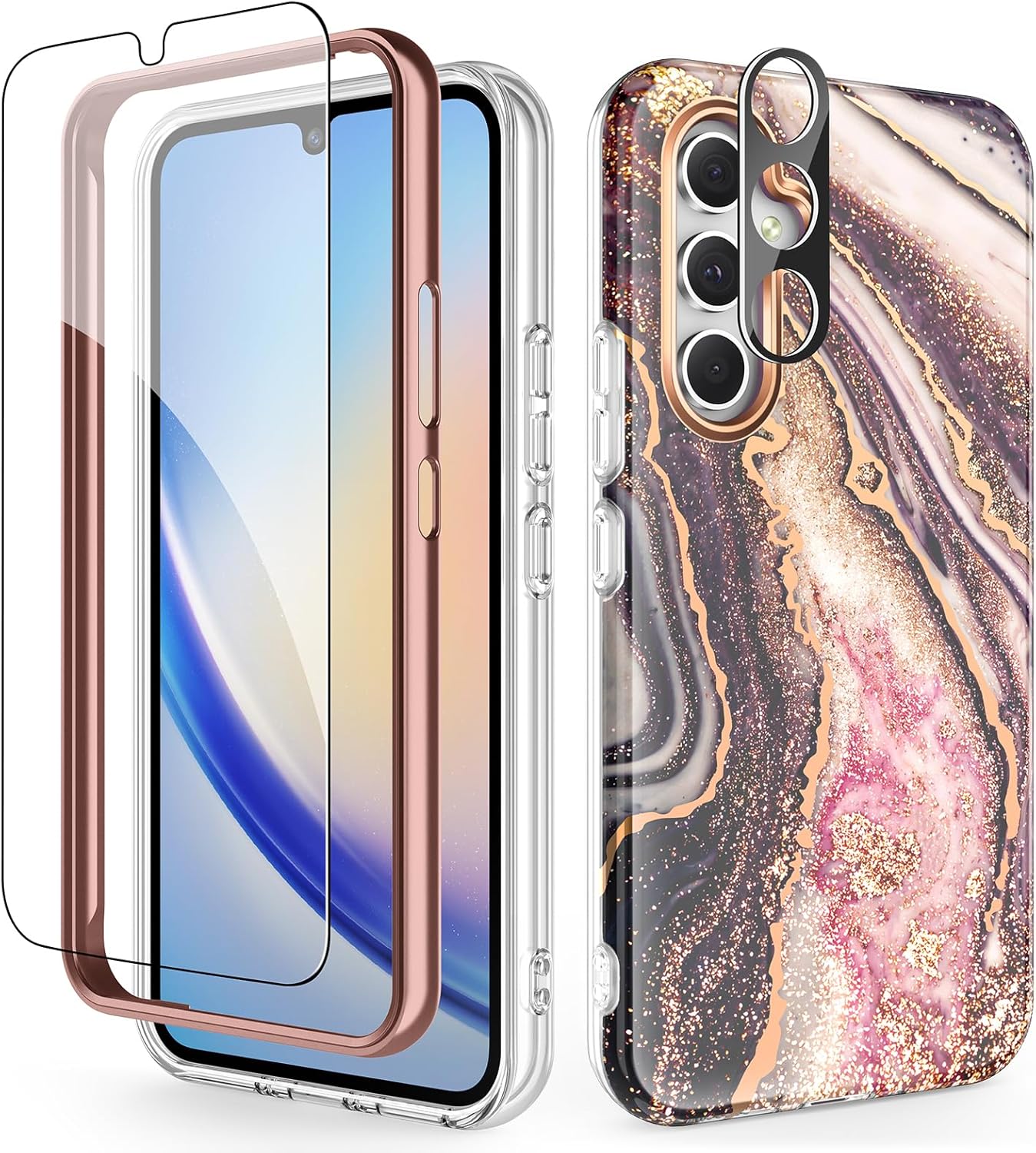 Thumbnail 6 de SHEDEER Hülle für Samsung Galaxy A34 5G 6,6" – Glitzer, Kameraschutz & Displayschutz, TPU Stoßfest