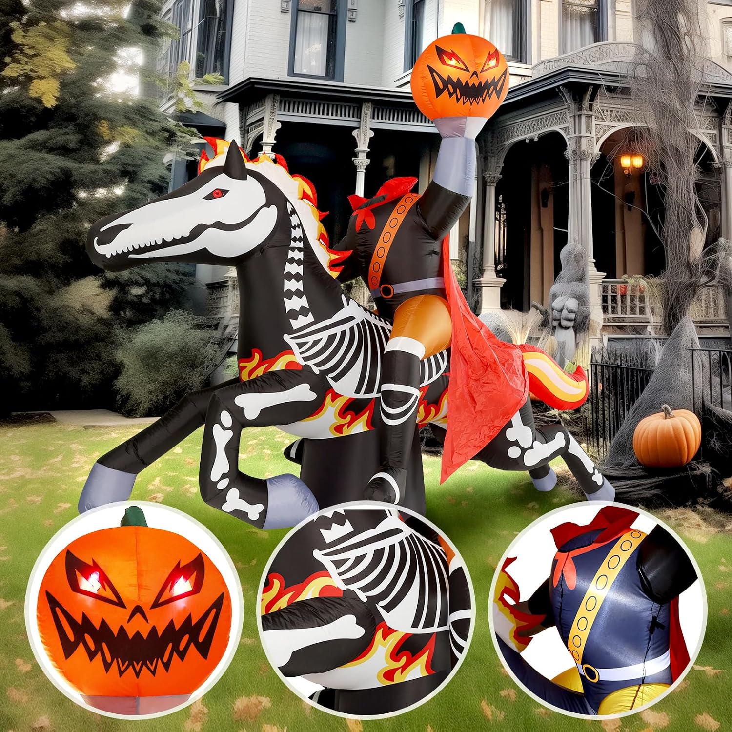 Detalle de WBHome Halloween Inflatable Headless Horseman, 9 Ft