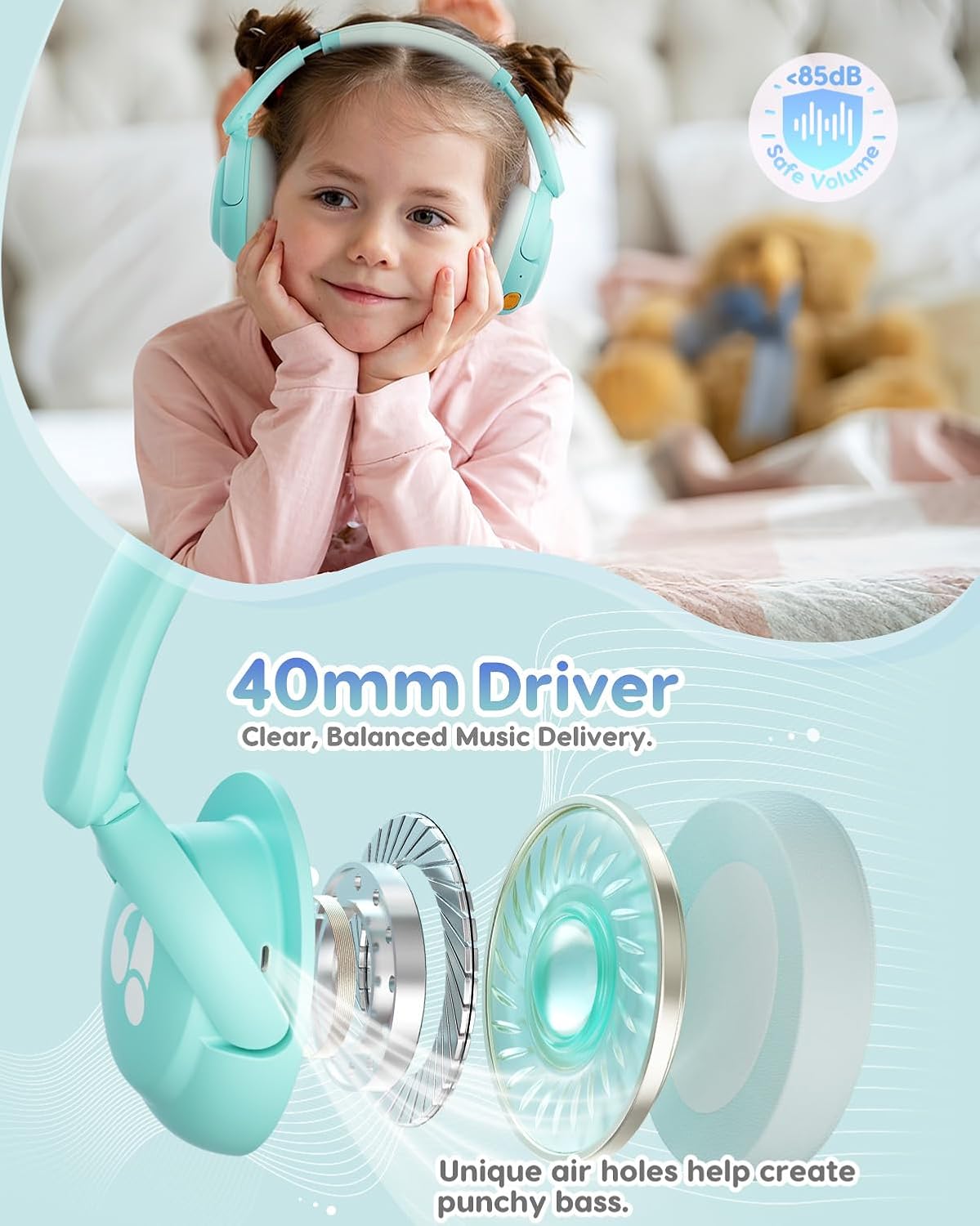 Detalle 2 de awatrue Kids Headphones 75H Playtime