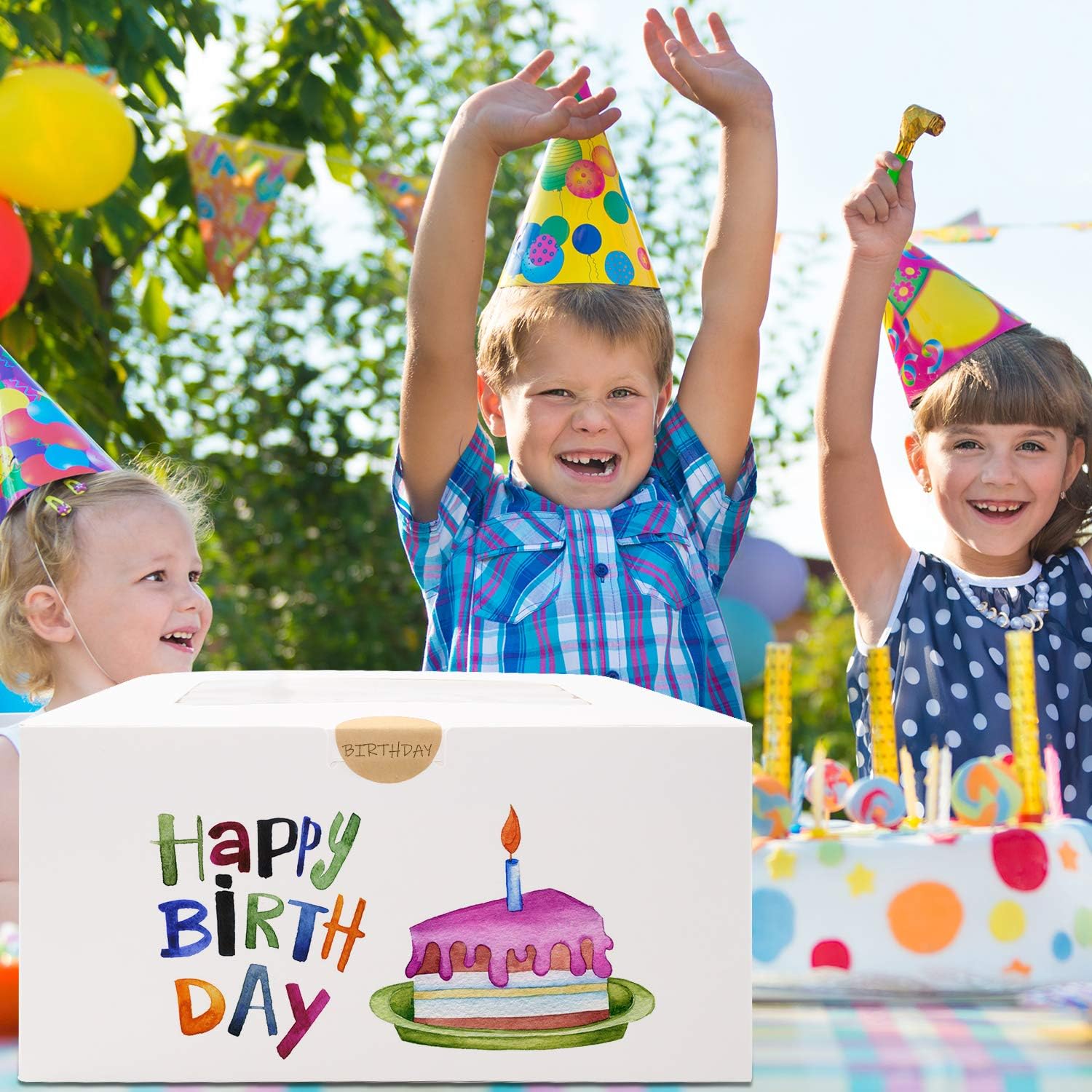 Thumbnail 5 de Moretoes 24pcs White Square Cake Boxes with Window (10x10x5 inches)