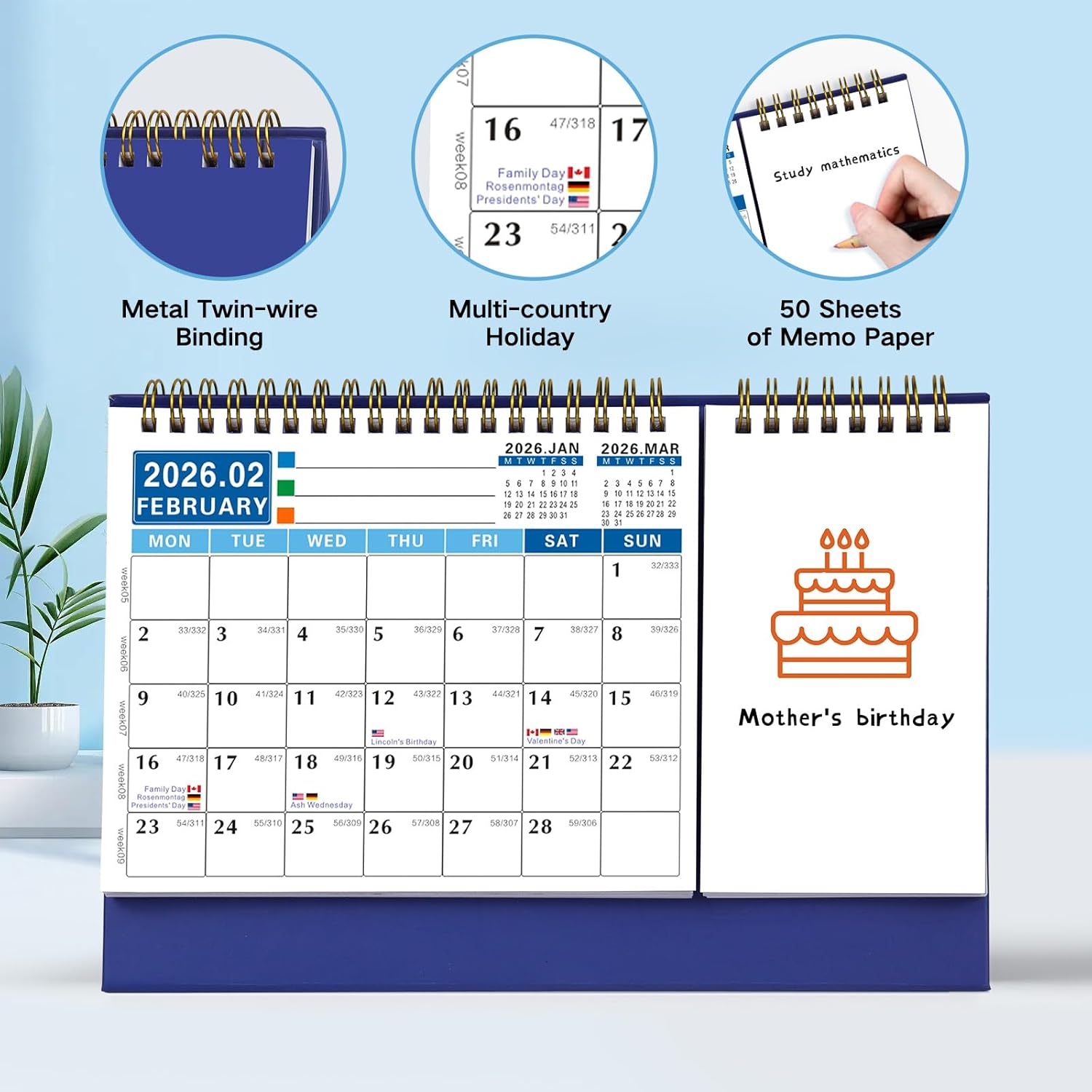 Thumbnail 1 de 2026–2028 Desktop Calendar for Home & Office 📅