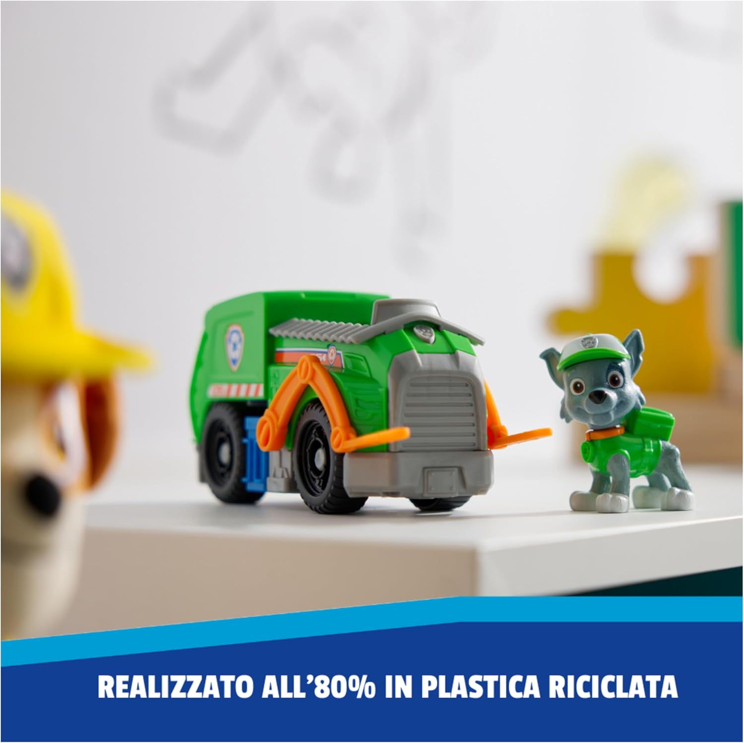 Detalle de Paw Patrol: Camion per il Riciclo di Rocky con Action Figure – Veicolo di Salvataggio per Missioni di Riciclo