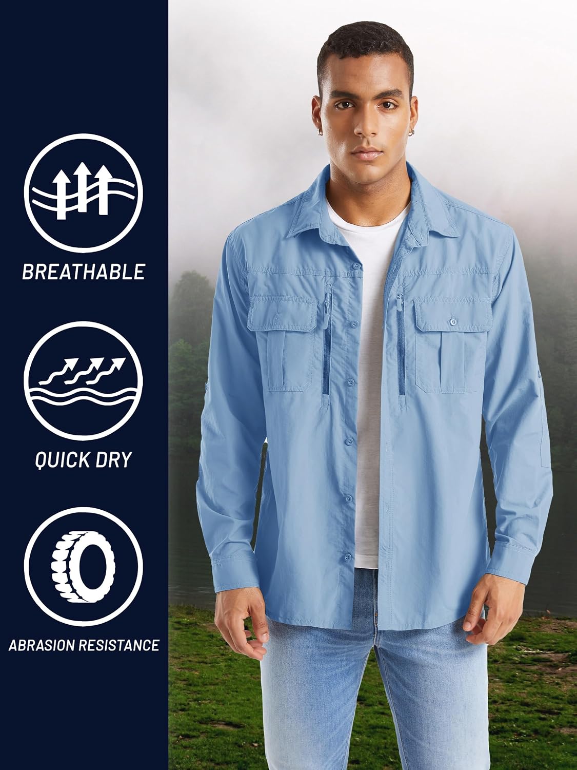 Thumbnail 6 de TACVASEN Men's Tactical Hiking Shirt, Quick-Dry Long Sleeve with UV Protection