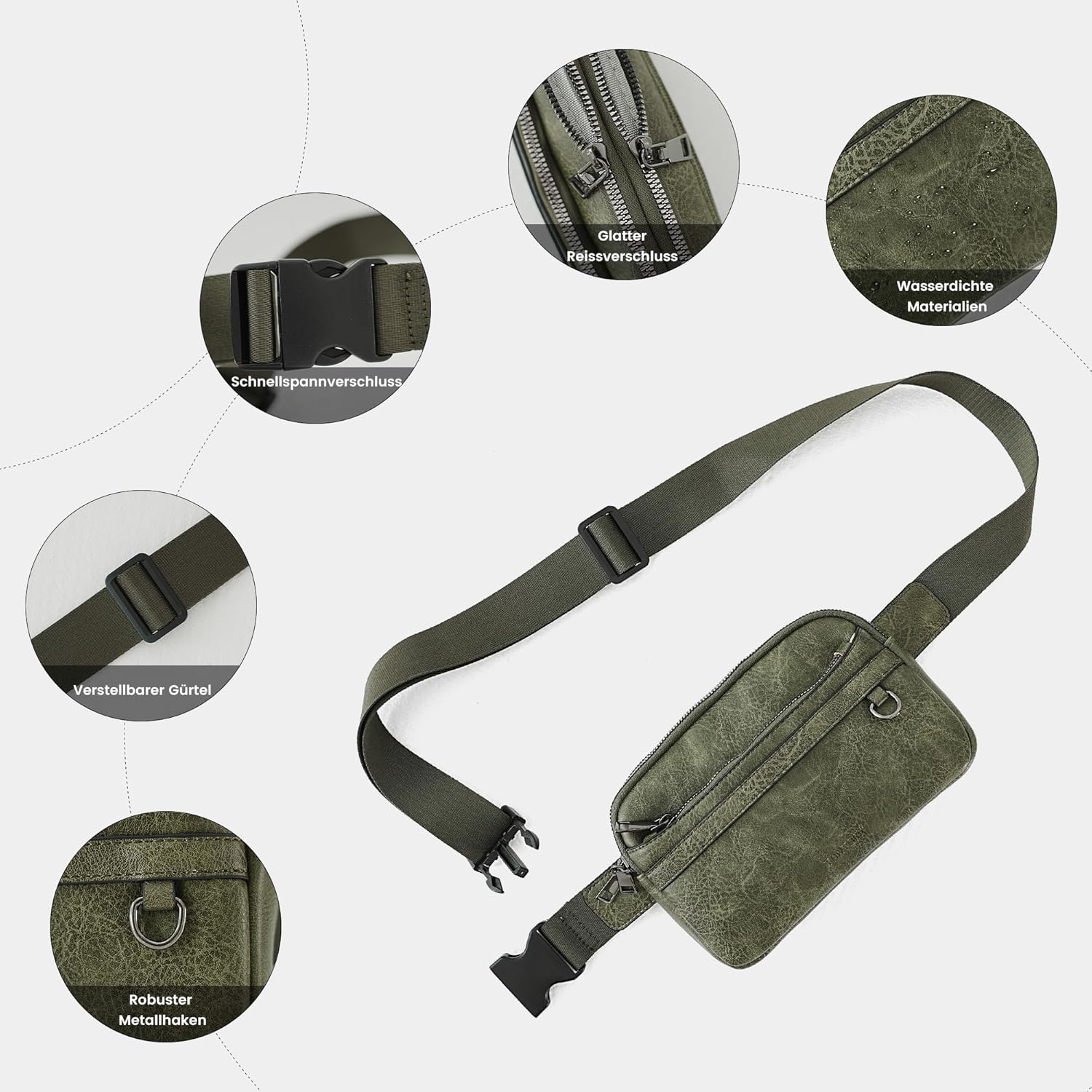 Thumbnail 3 de TANTOMI Umhängetasche Damen: elegante Bauchtasche/Gürteltasche mit verstellbarem Riemen