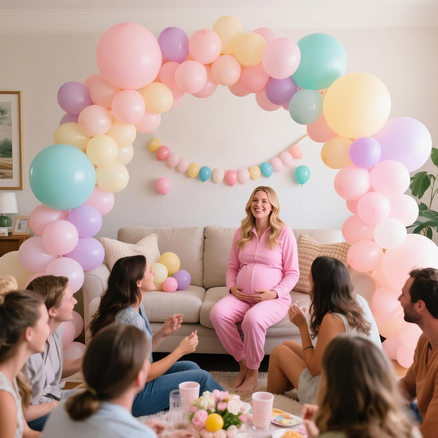 Detalle de Rainbow Pastel Balloons Arch Garland Kit (Latex, Assorted Sizes) — 114-Piece Party Decoration Set