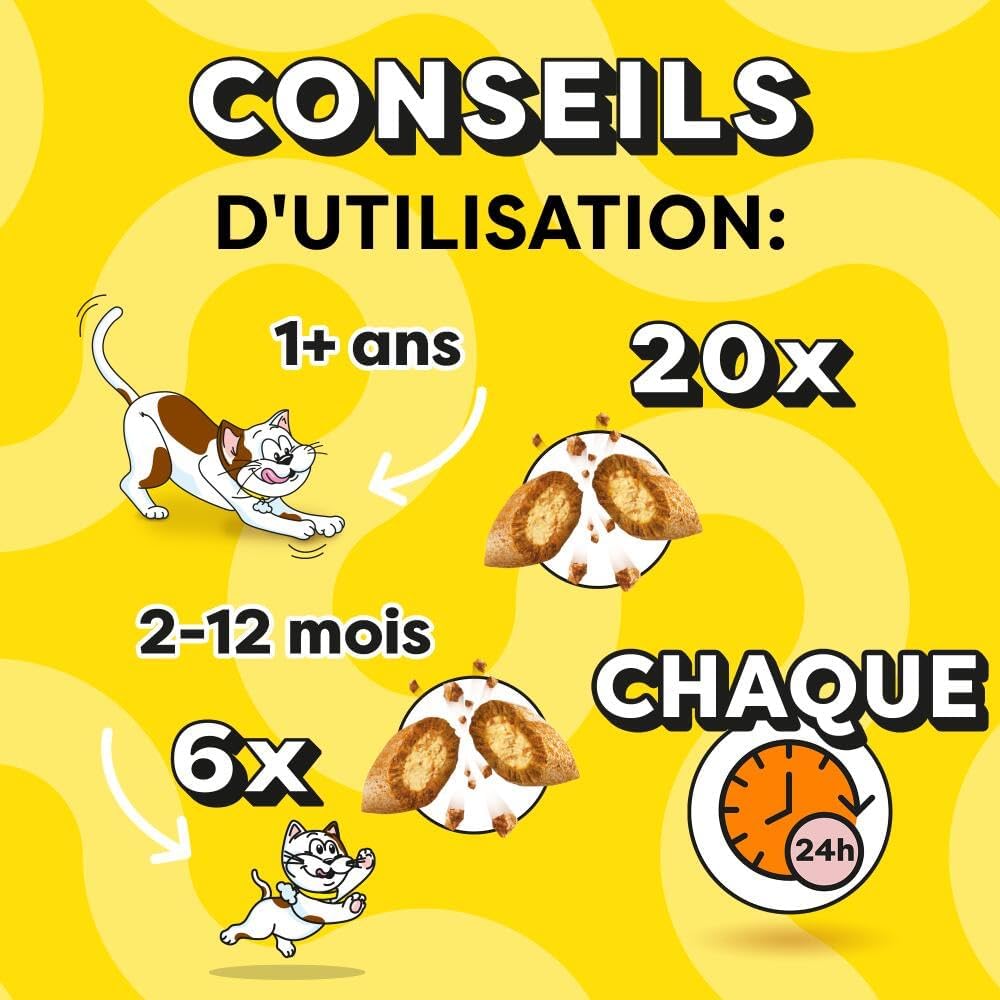 Detalle de CATISFACTIONS Friandises au Fromage pour Chat et Chaton – Lot de 4 sachets MAXI 180 g