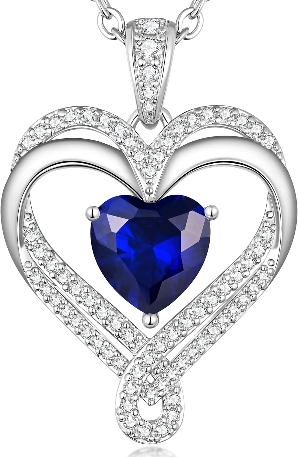 Detalle de LOUISA SECRET Kette Damen Unendlichkeit mit Geburtsstein – Infinity Halskette aus Rhodium