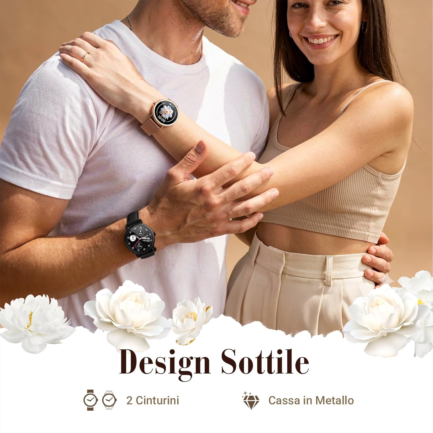 Detalle 2 de Smartwatch Donna 1.26" con Chiamate Bluetooth, 2 Cinturini & Notifiche – IP68