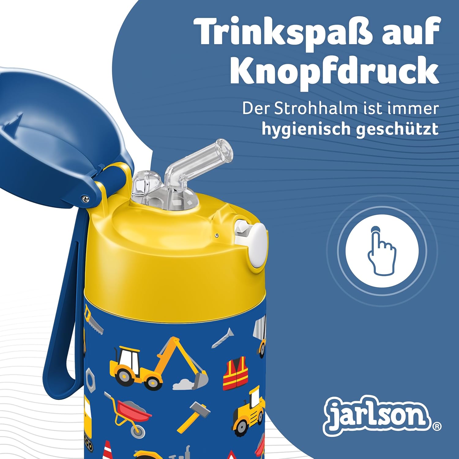 Thumbnail 3 de Jarlson Kinder-Trinkflasche Charli aus Edelstahl (350 ml) mit Strohhalm – auslaufsicher, thermisch isoliert