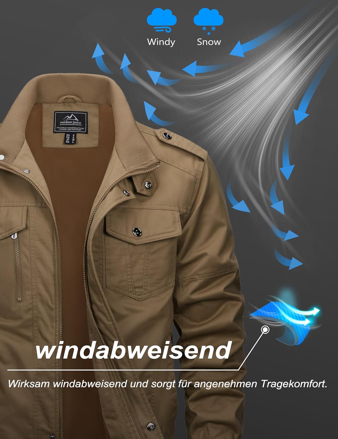 Thumbnail 3 de MAGCOMSEN Übergangsjacke Herren Winddichte Outdoorjacke