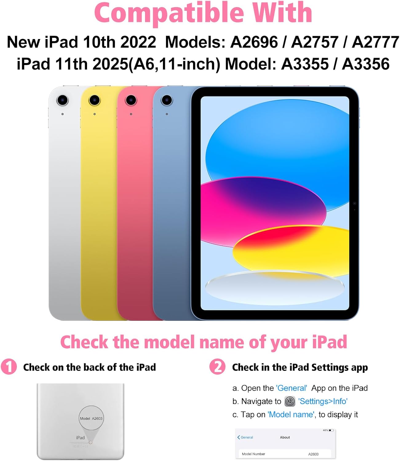 Detalle 2 de AGARELE iPad Keyboard Case A16 11th Gen Pink