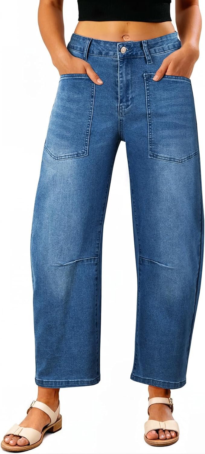 Detalle de EVALESS Baggy Barrel Jeans High Waisted