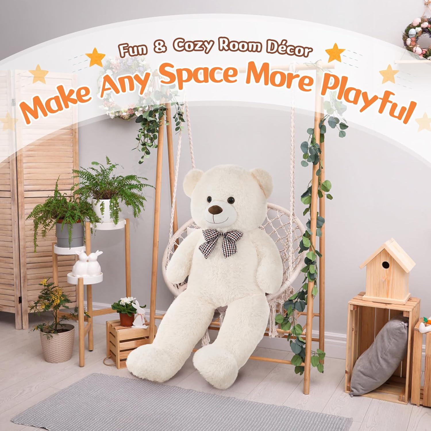 Detalle 2 de MorisMos 39-Inch Large White Teddy Bear: Giant Plush Friend for Every Occasion