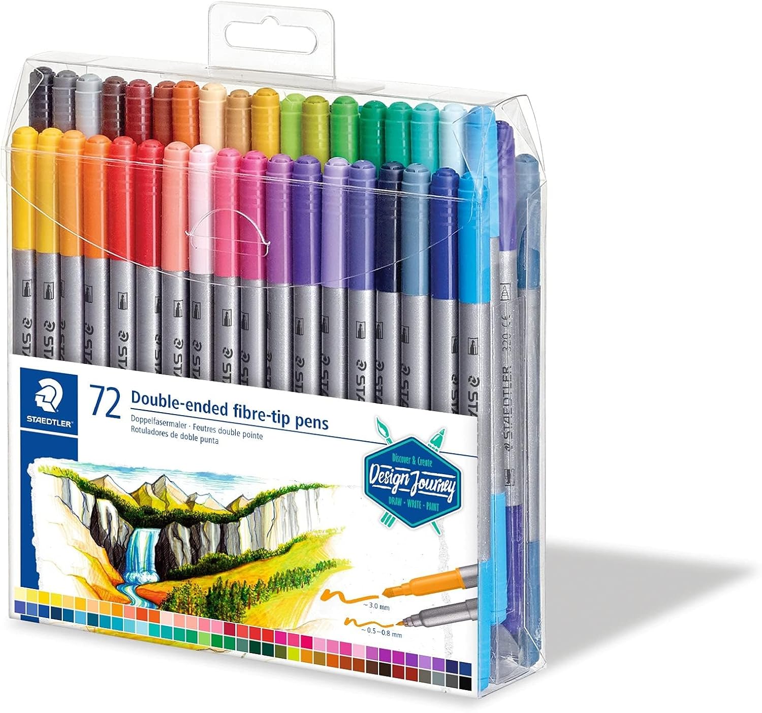Detalle 2 de Staedtler Feutres à double pointe 36 couleurs – 0,5–0,8 mm et 3 mm, étui plastique