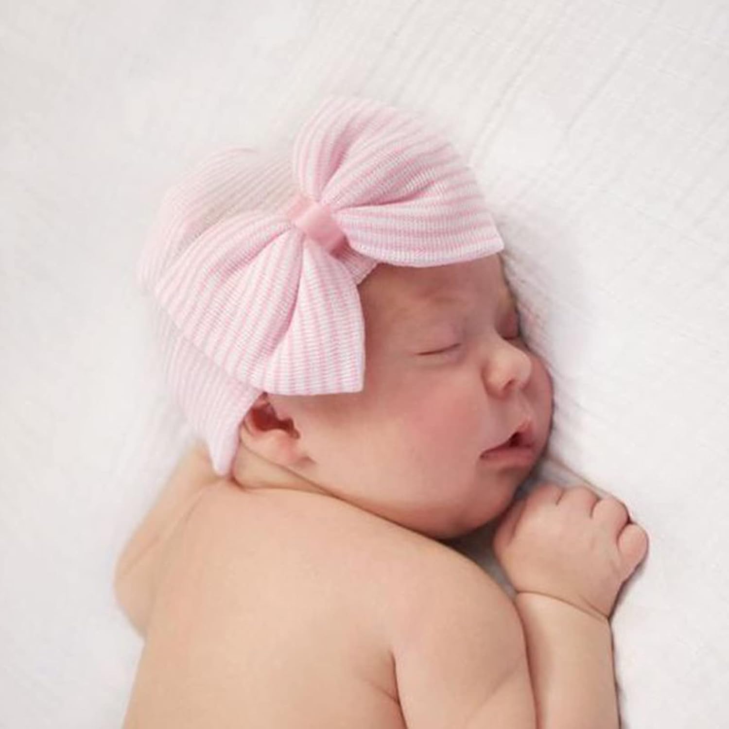 Thumbnail 2 de DRESHOW newborn hospital hat with big bow (4-pack) for 0–3 months