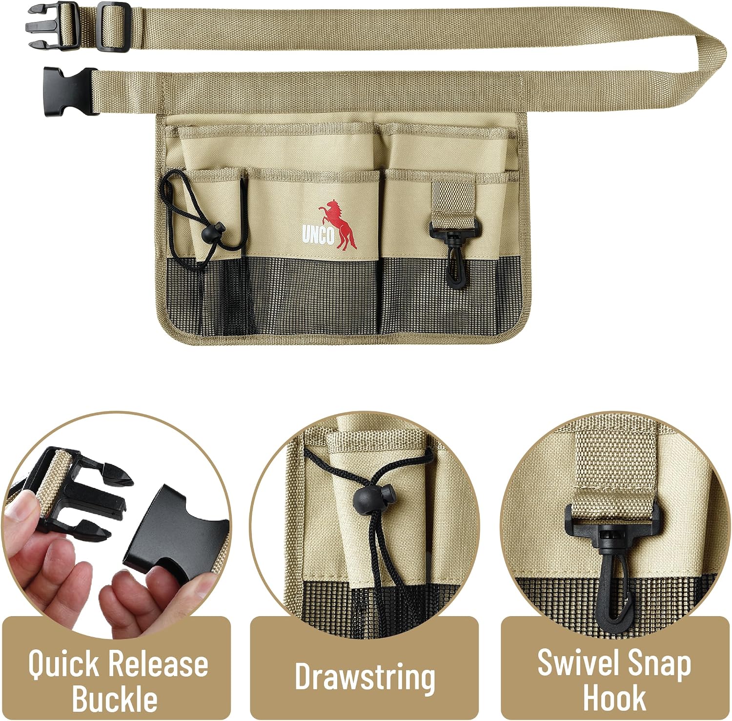 Detalle de UNCO AXZN001U448VC Gardening Belt, Khaki, 7 Pockets, Water-Resistant
