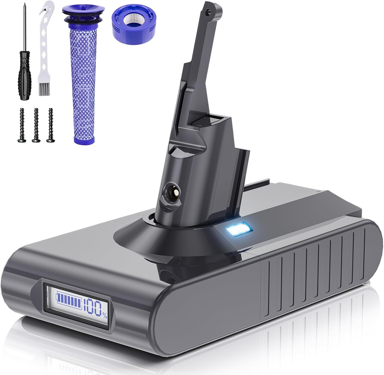 Detalle de 6000mAh Ersatzakku für Dyson V8 SV10 Staubsauger – kompatibel mit Animal, Absolute, Motorhead, Fluffy