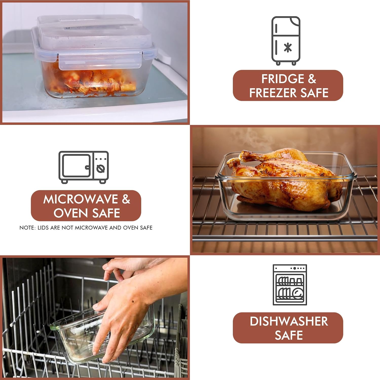 Thumbnail 5 de Razab 2700ml Glass Meal Prep Container with Lids