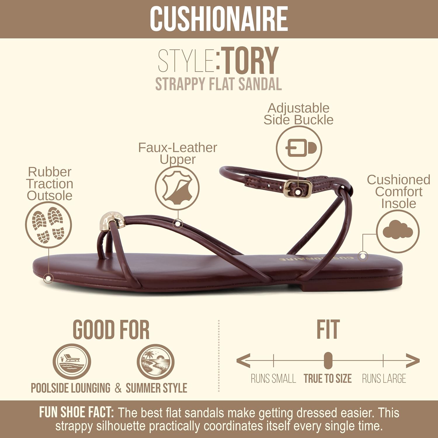 Thumbnail 3 de CUSHIONAIRE Tory Strappy Flat Sandals for Women