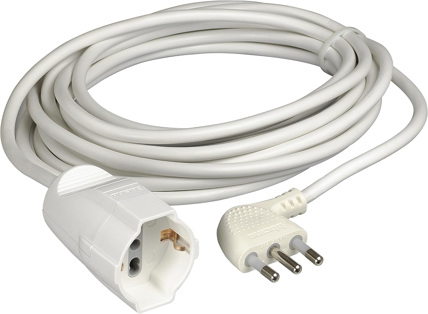 Detalle de BTicino 2528/40 Prolunga Elettrica Domestica 5 m con Spina 16A e Presa Schuko Bianco