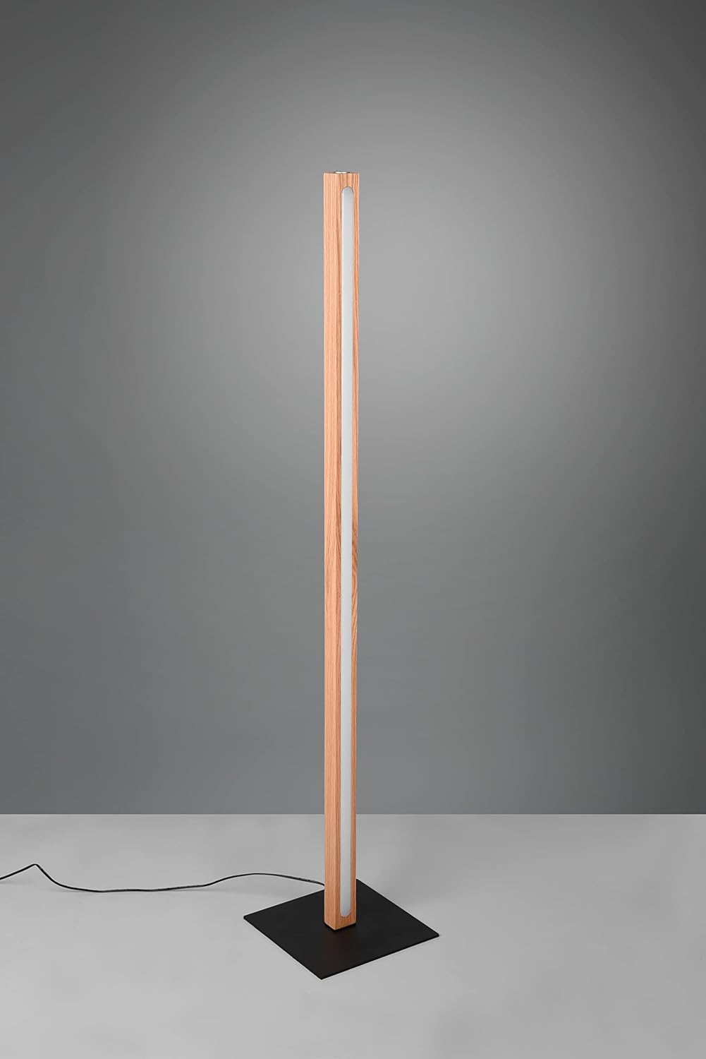 Thumbnail 4 de Trio, Lampadaire Bellari 1xLED — éclairage chic en bois de chêne et socle noir
