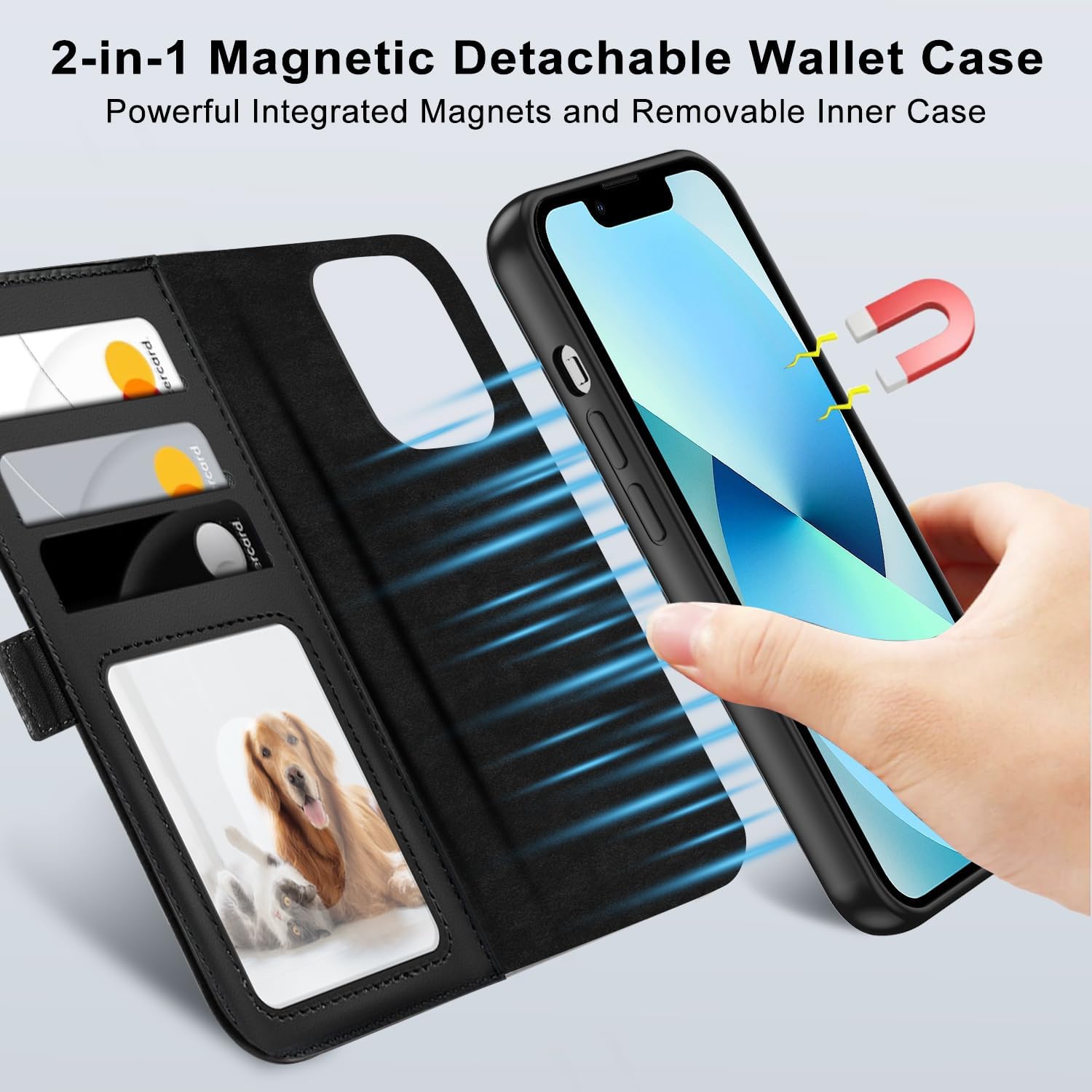 Detalle 2 de XTCASE Funda Cuero Magnética para iPhone 13
