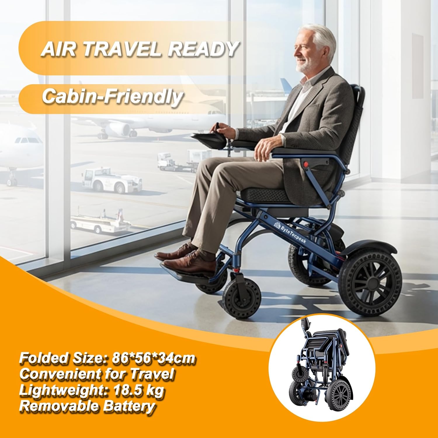 Thumbnail 2 de ByteTecpeak D14 Folding Electric Wheelchair: Lightweight, Travel-Ready Powerchair