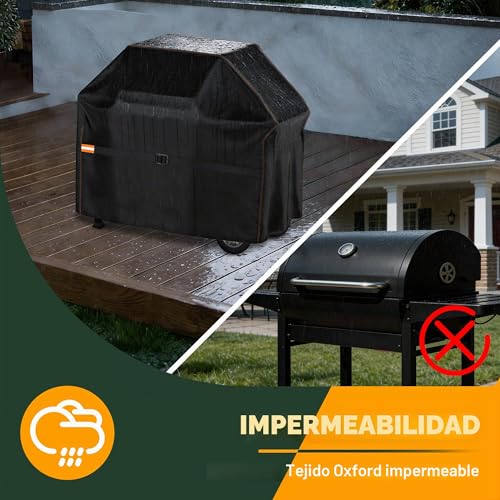 Detalle de Enzeno Cubierta para Barbacoa Resistente a la Intemperie 145x61x120 cm – Negro
