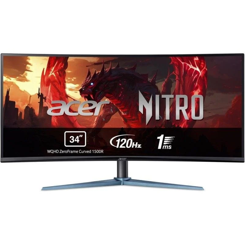 Detalle de Monitor Acer Nitro ED0 ED340CUJ0BMIIPX 34" UltraWide WQHD 120 Hz VA curva con altavoces