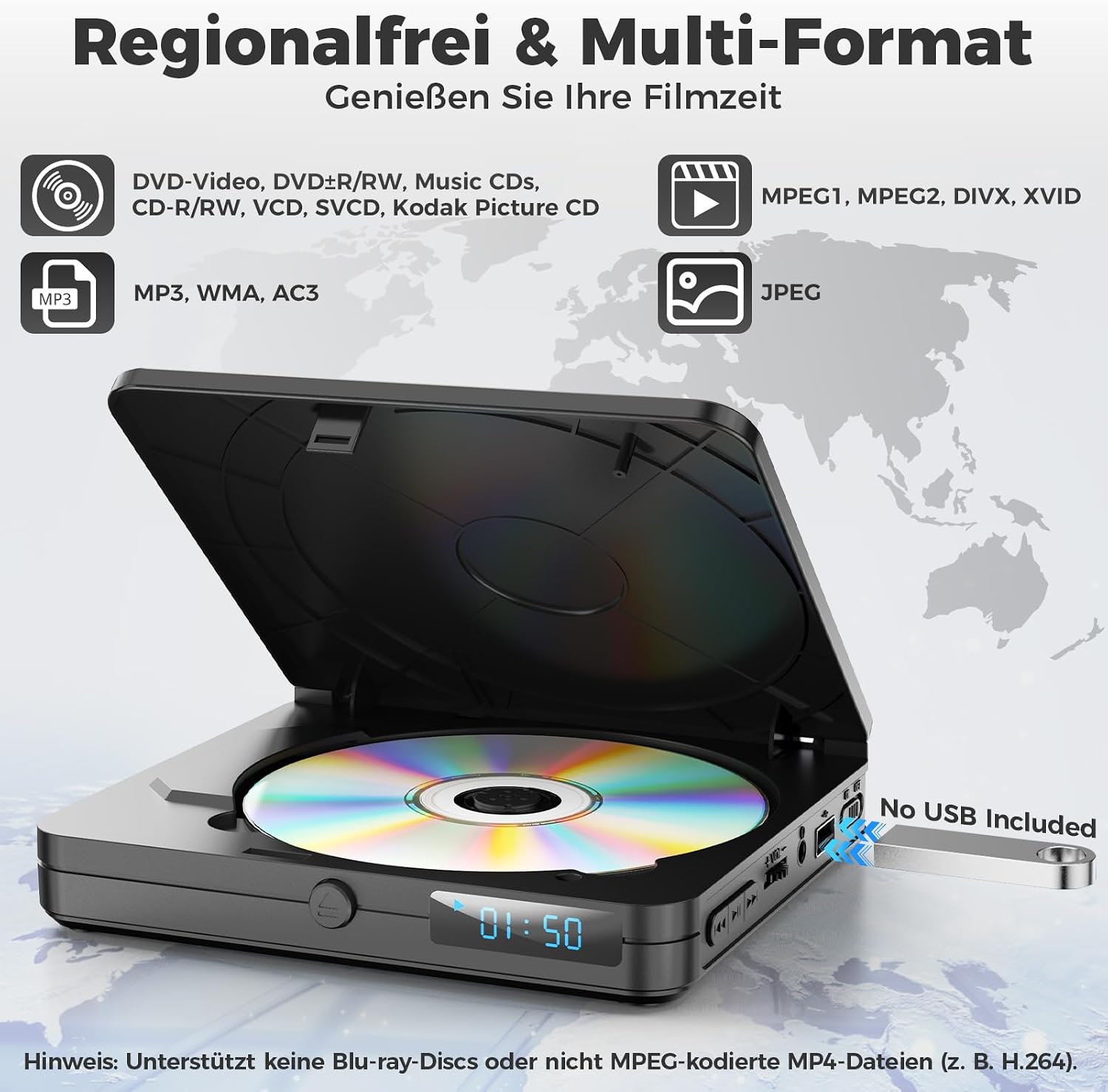 Detalle de Timzeit DVD Player für Fernseher – kompakt, vielseitig und regionfrei