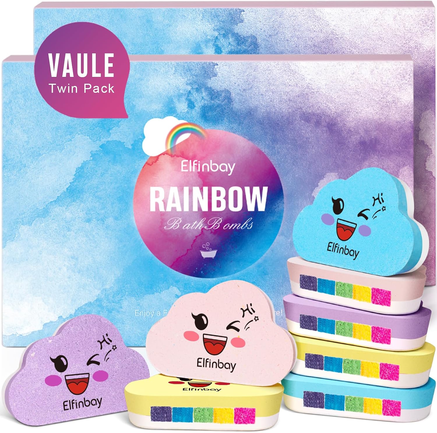 Detalle de Elfinbay Rainbow Cloud Bath Bomb Gift Set