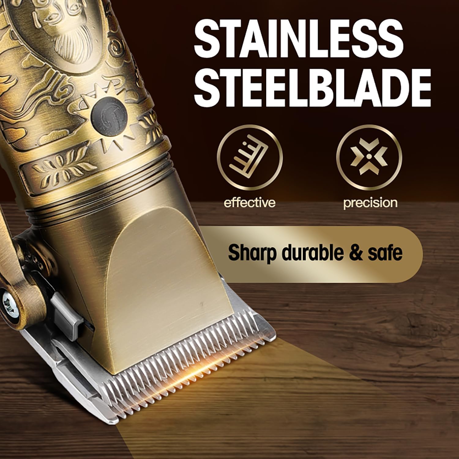 Thumbnail 2 de Roziapro Professional Hair Clippers Cordless Beard Trimmer with Zero Gap T-Blade (Golden)