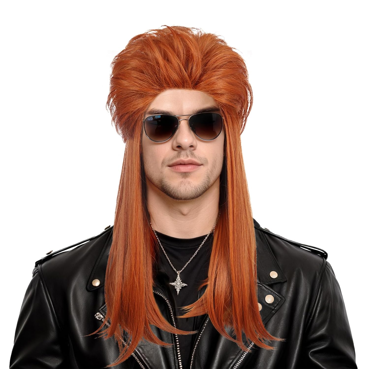 Thumbnail 2 de Yuehong Lange Orange Mullet Perücke 70er80er Jahre Disco Rock