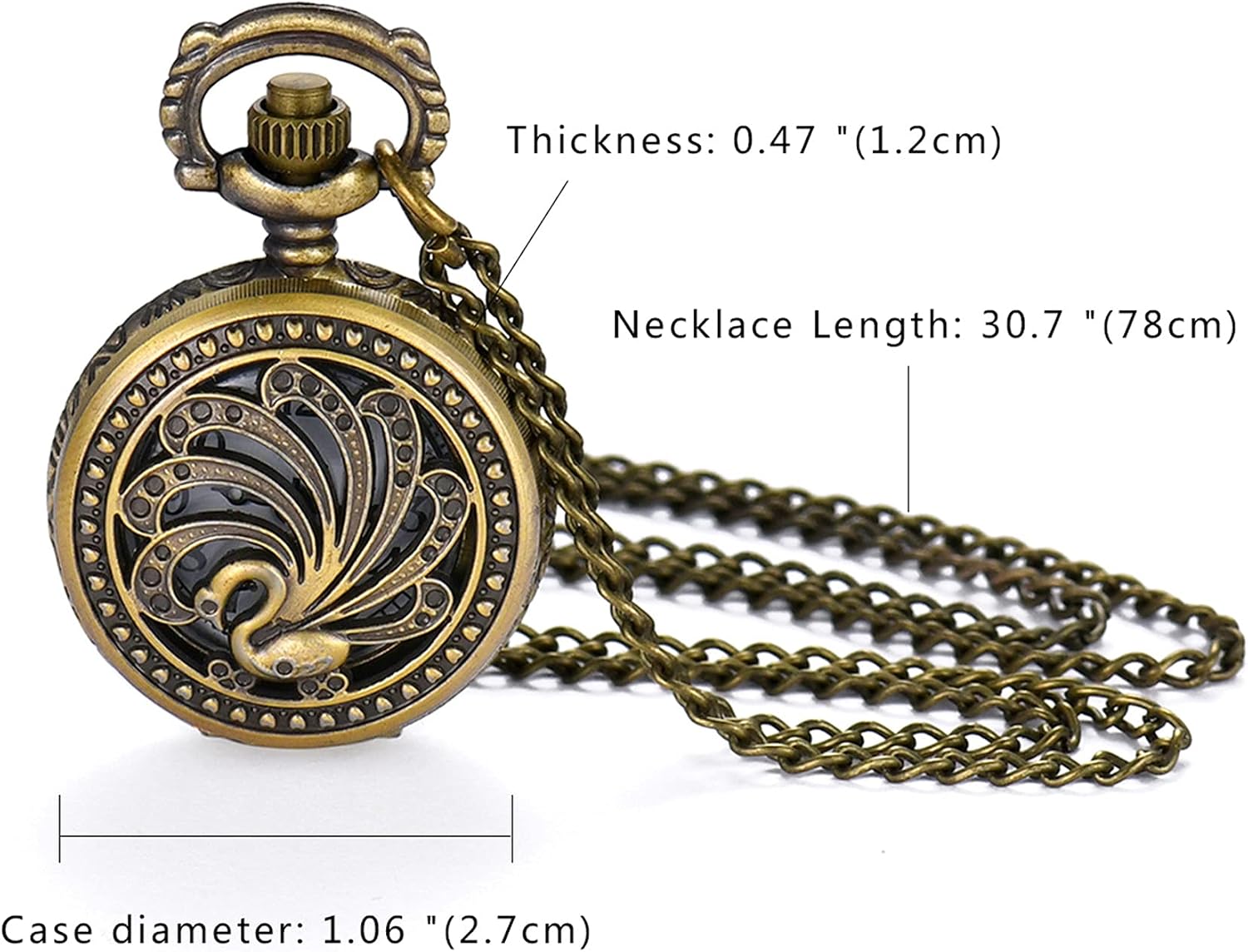 Detalle de JewelryWe Taschenuhr Herren als Kettenuhr „Retro Royal Flush/Kompass/Blumen/Glocke/Motorrad“ mit Halskette
