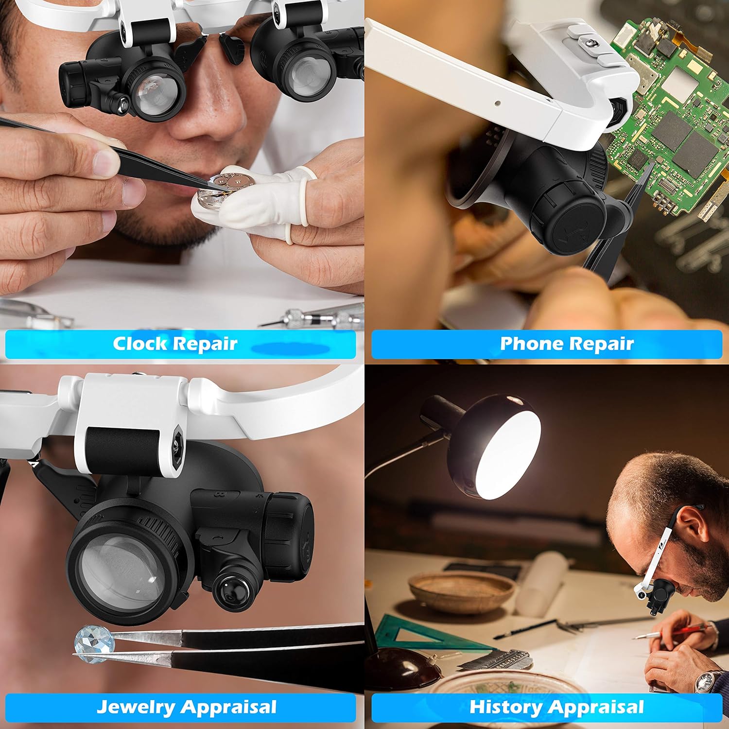 Thumbnail 6 de Lightswim Lente d'Ingrandimento per Archetto con Luce a LED – Kit con Lenti Intercambiabili e Pinzette ESD