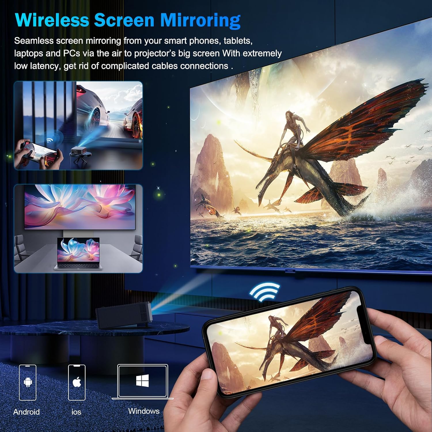 Thumbnail 6 de DESS C5 Pro Beamer 4K mit Tageslicht-Modus, 1.500 ANSI-Lumen, Autofokus und WiFi 6 + Bluetooth